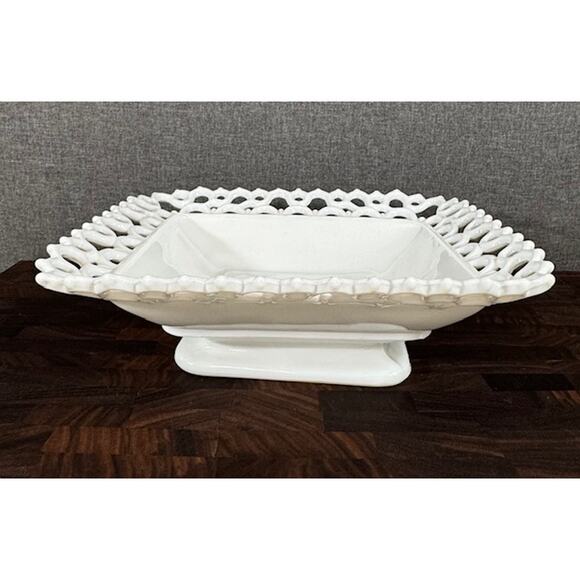 Antique Atterbury Milk Glass Low Footed Compote - Picture 2 of 8